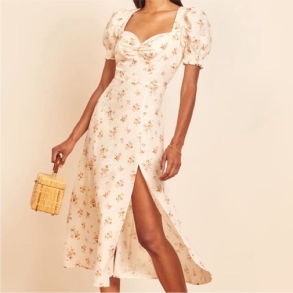 Reformation Windsor Mildred Puff Linen Dress 6